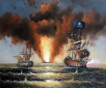 海戦 Painting - 海賊軍艦